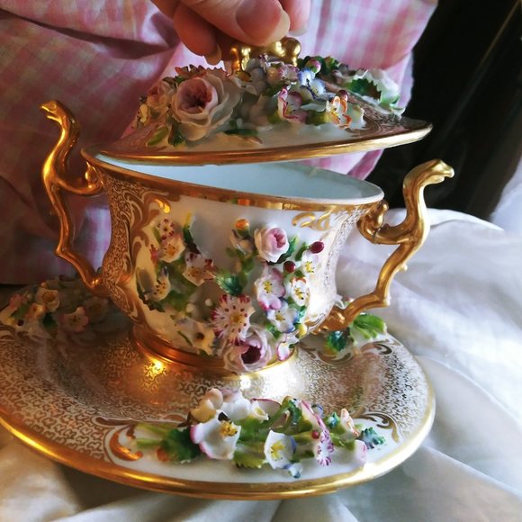 19th C. Old Paris Covered mug, 1850's -60's - Picture 9 of 13